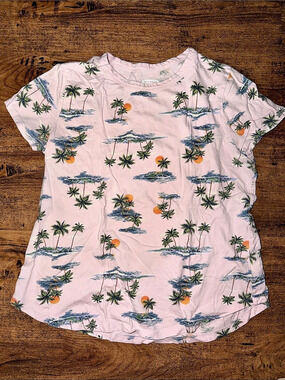 Old Navy EveryWear Palm Tree Graphic Tee Pink & Green size small